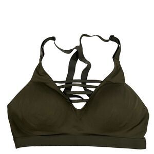 Victorias Secret Strappy Plunge Cage Front Sports Bra, 36B, khaki Olive green